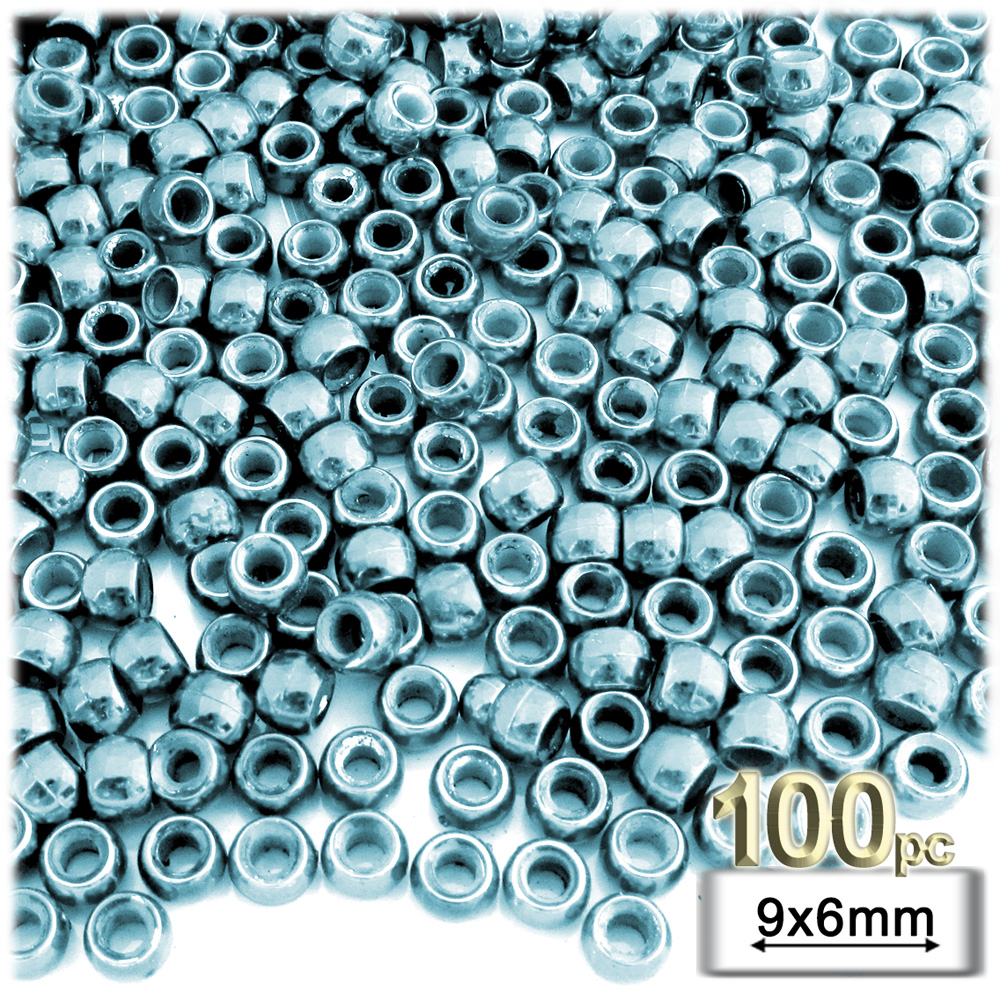 Plastic Beads, Pony Opaque, 6x9mm, 100-pc, Light Blue beads