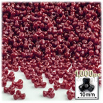 Plastic Beads, Tribead Opaque, 10mm, 1000-pc, Burgundy
